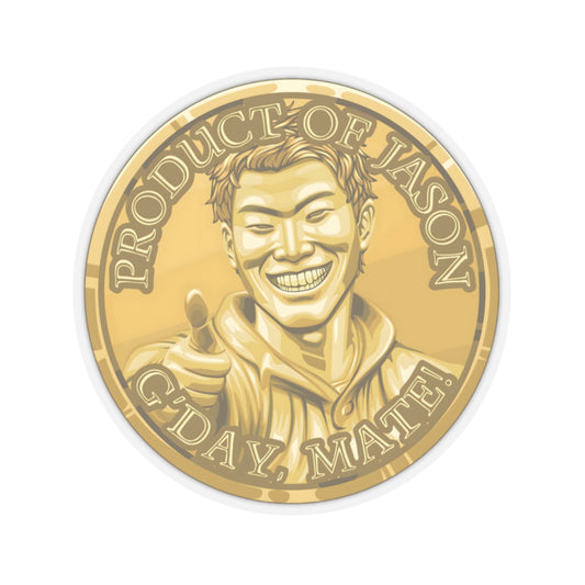 (Indoor) Gold Spirit Coin Sticker of He Who Fights With Monsters Jason Asano Gold Coin Sticker G'day Mate Product of Jason Sticker Gold Rank Sticker