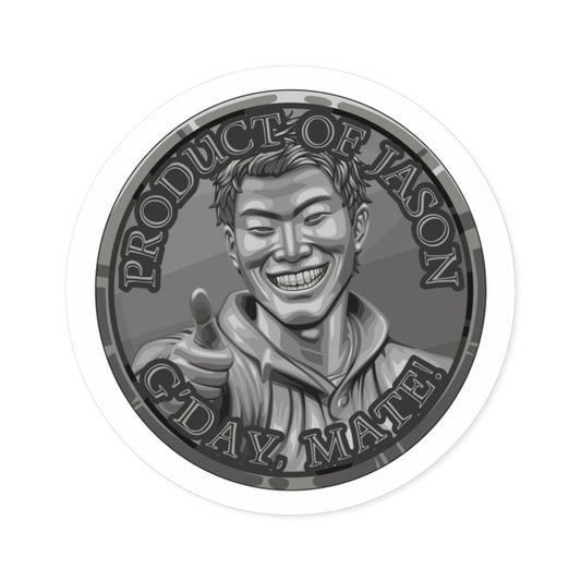 (Indoor/Outdoor) Product of Jason, G'day Mate Iron Rank Spirit Coin Sticker HWFWM Fan Merch Fan Designed Spirit Coin Stickere He Who Fights with Monsters