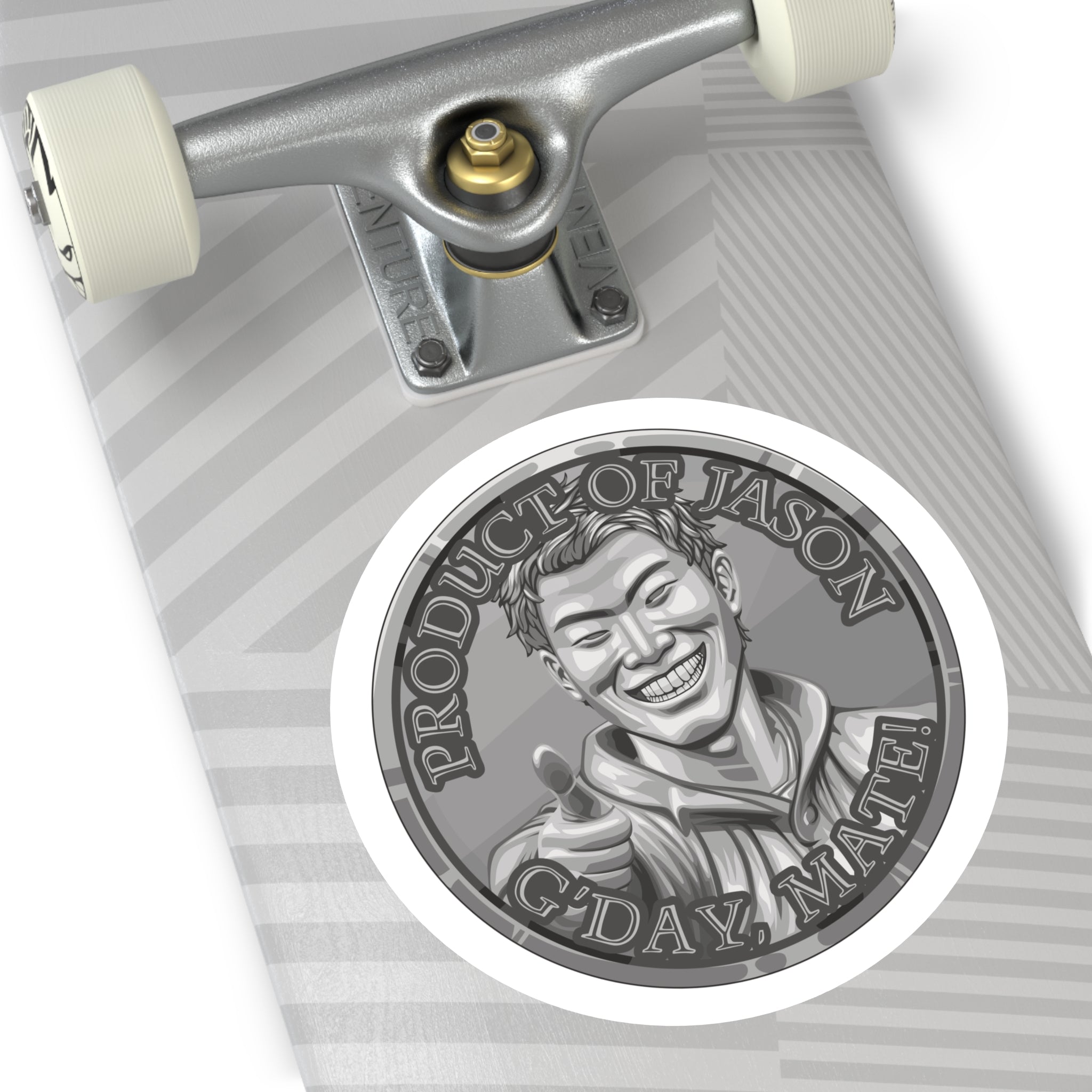 (Indoor/Outdoor) Product of Jason, G'day Mate Silver Rank Spirit Coin Sticker HWFWM Fan Merch Fan Designed Spirit Coin Stickere He Who Fights with Monsters