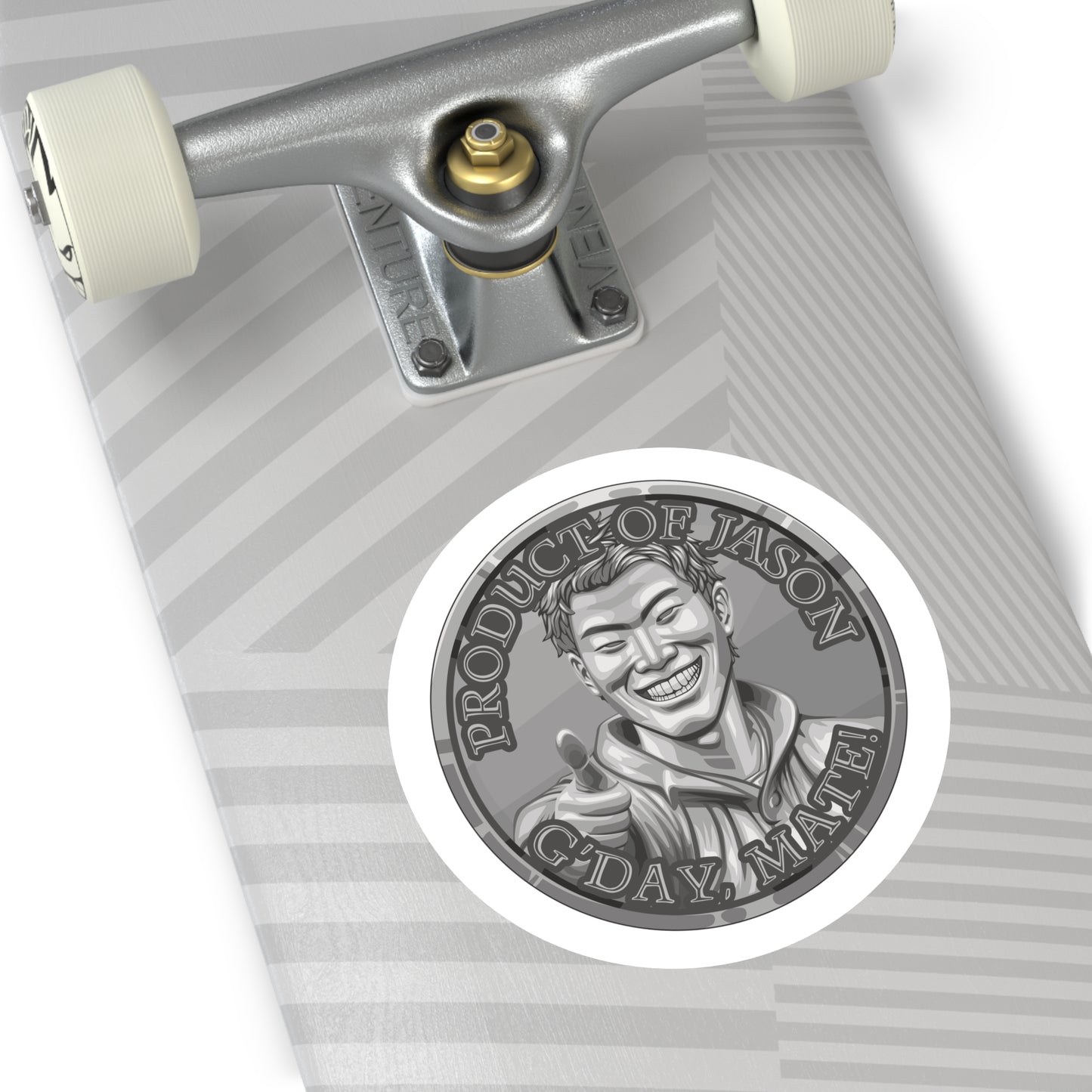 (Indoor/Outdoor) Product of Jason, G'day Mate Silver Rank Spirit Coin Sticker HWFWM Fan Merch Fan Designed Spirit Coin Stickere He Who Fights with Monsters