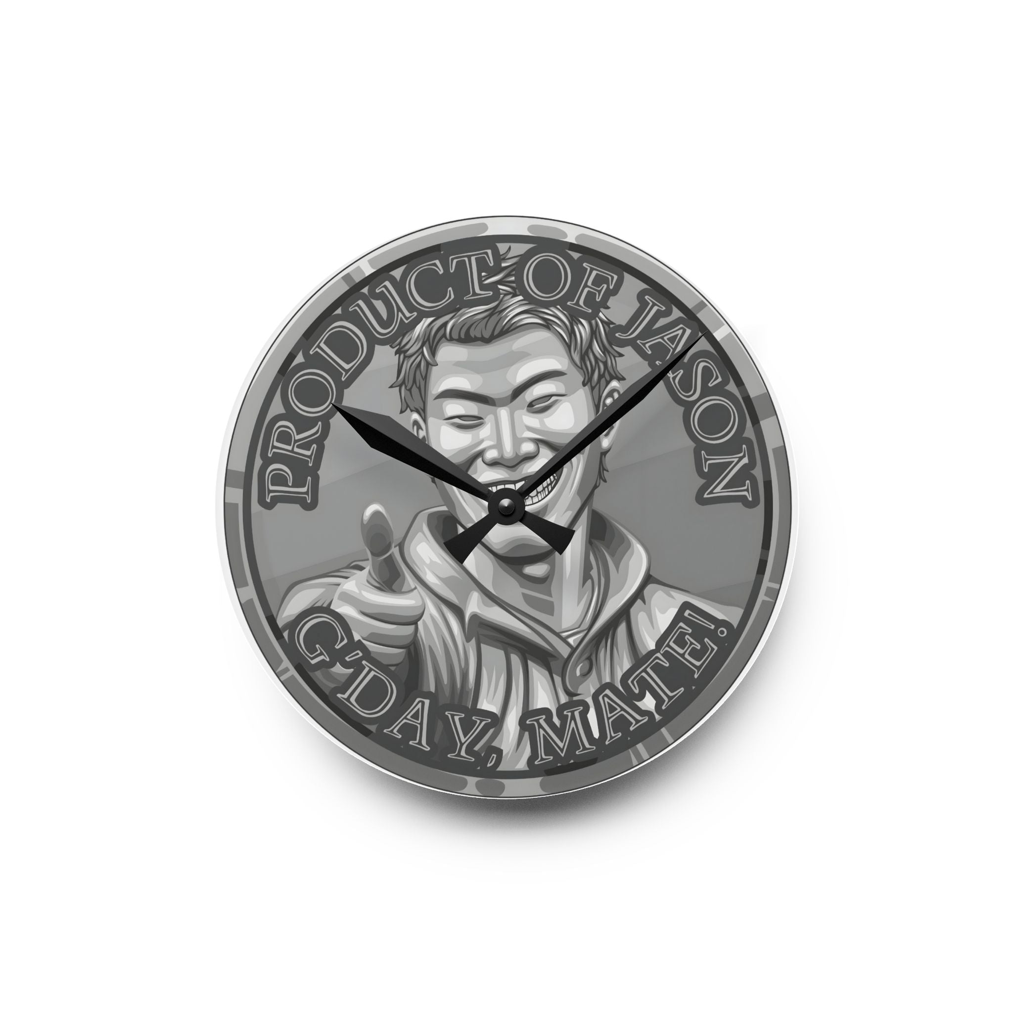 Silver Spirit Coin Product of Jason Asano G'Day Mate Acrylic Wall Clock
