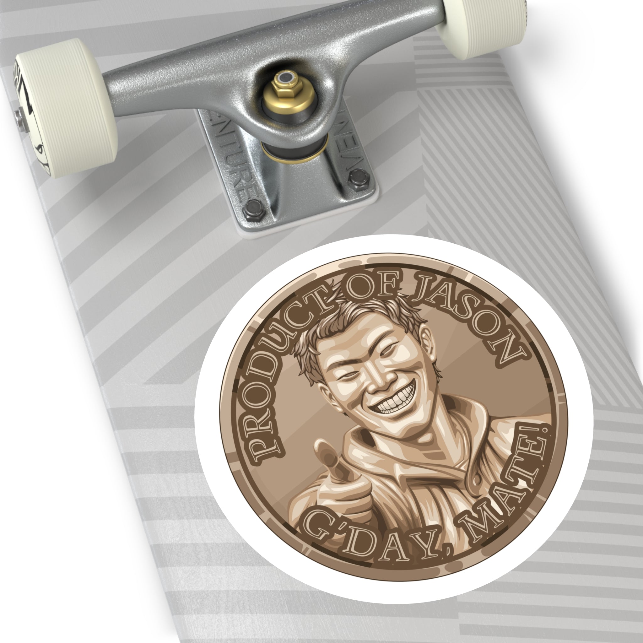 (Indoor/Outdoor) Product of Jason, G'day Mate Bronze Rank Spirit Coin Sticker HWFWM Fan Merch Fan Designed Spirit Coin Stickere He Who Fights with Monsters