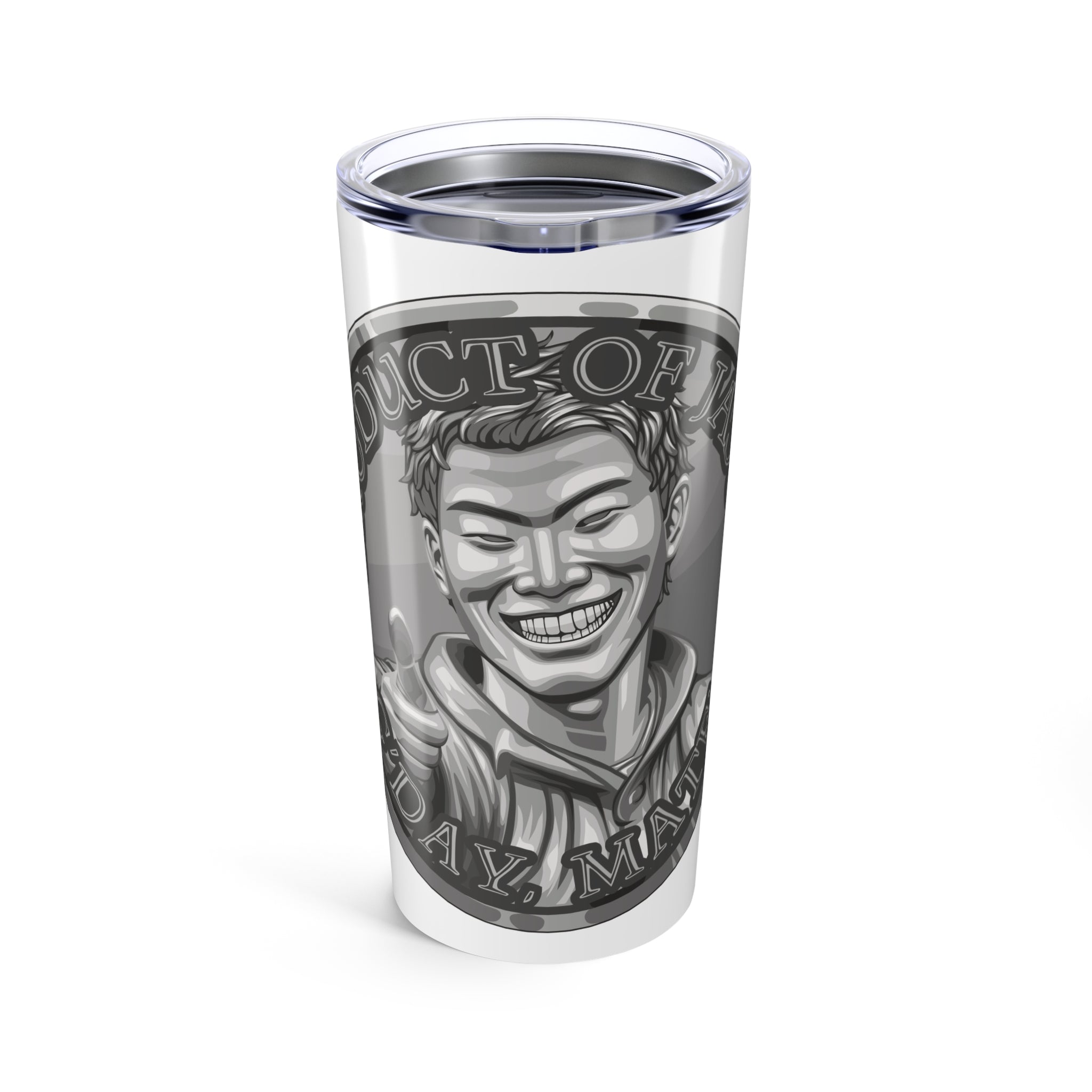 Silver Spirit Coin Tumbler 20oz of He Who Fights With Monsters Jason Asano Silver Coin Tumbler G'day Mate Product of Jason Tumbler