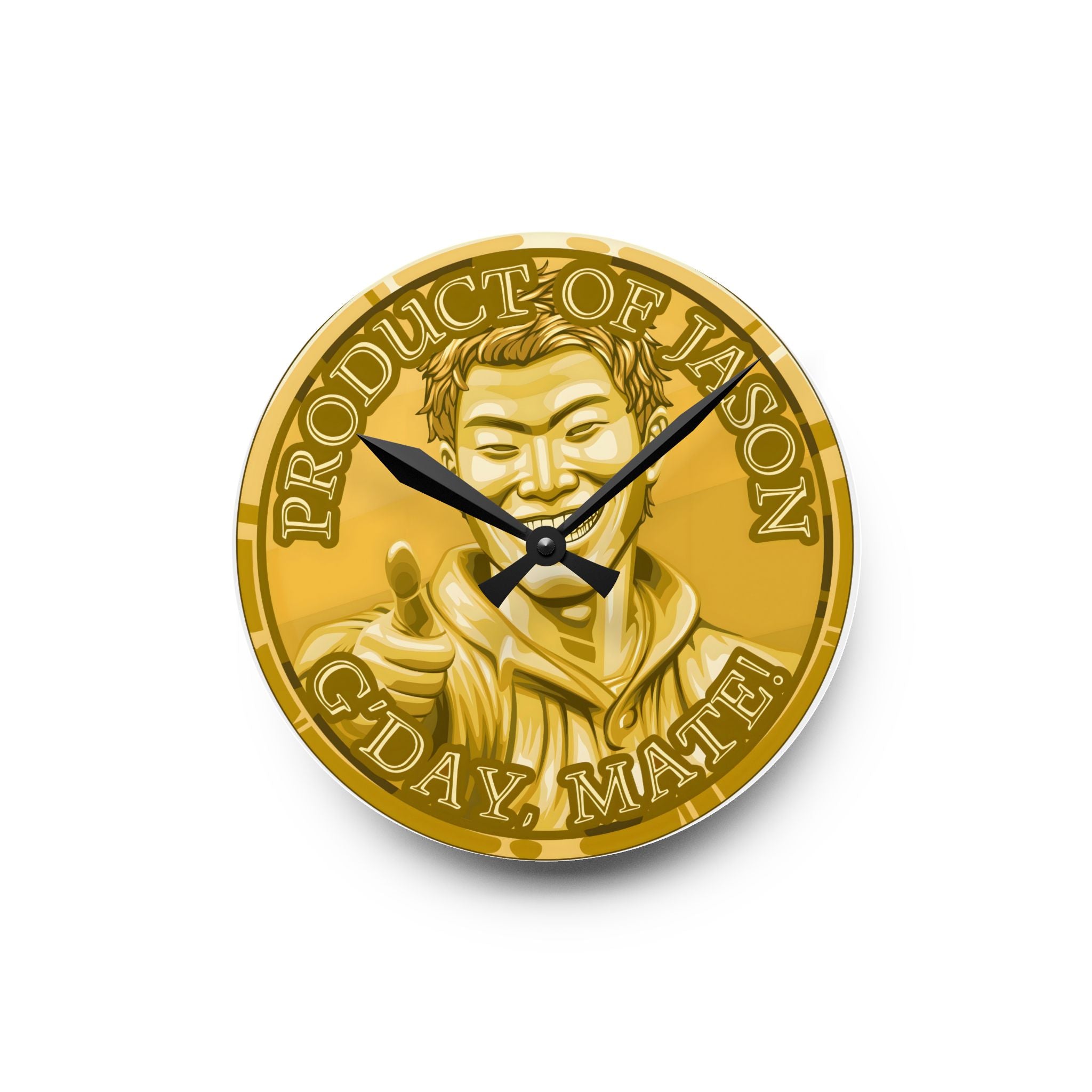 Gold Spirit Coin Product of Jason Asano G'Day Mate Acrylic Wall Clock