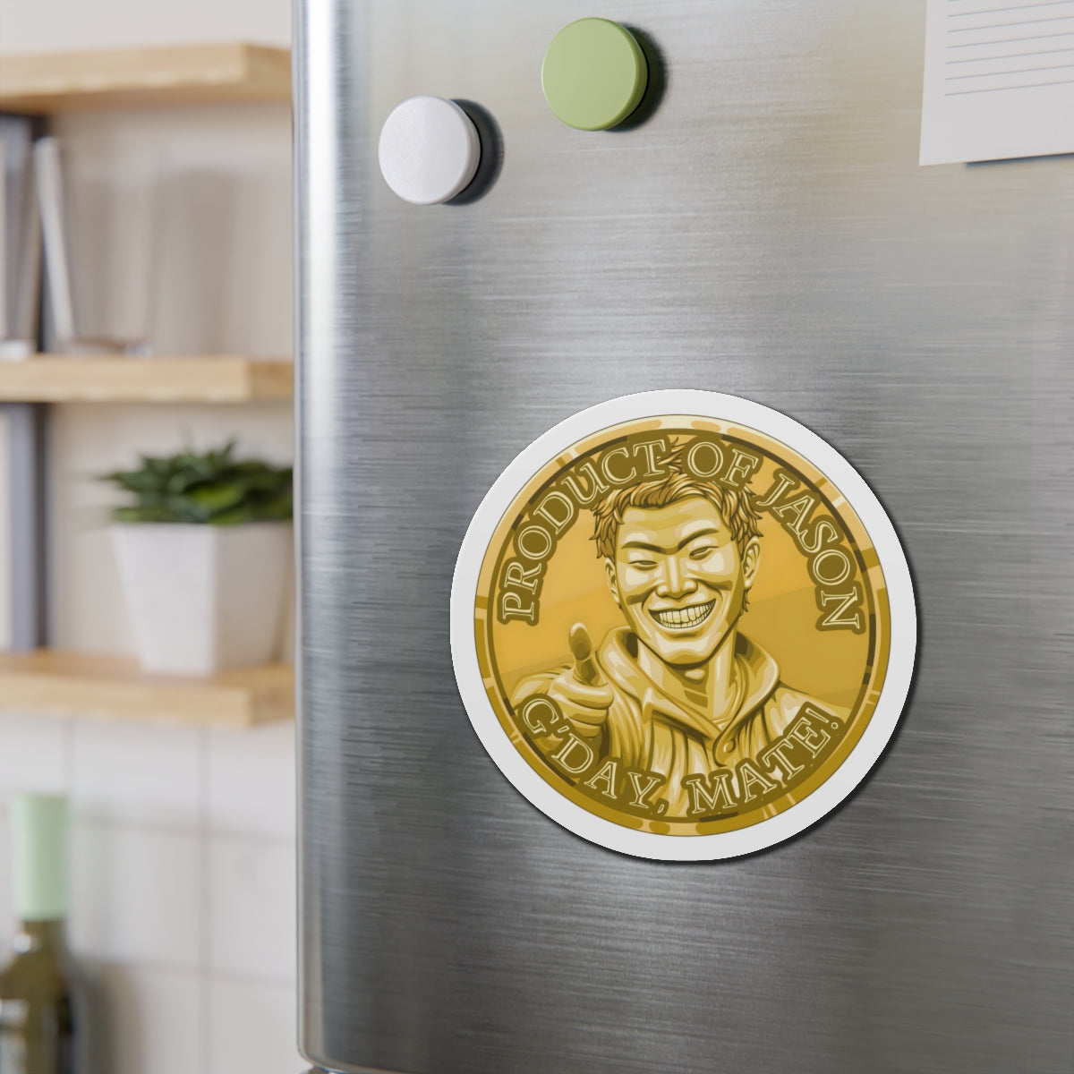 Gold Spirit Coin Magnet of He Who Fights With Monsters Jason Asano Gold Coin Magnet G'day Mate Product of Jason Magnet Gold Ranker Magnet