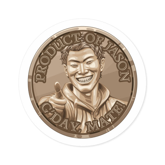 (Indoor/Outdoor) Product of Jason, G'day Mate Bronze Rank Spirit Coin Sticker HWFWM Fan Merch Fan Designed Spirit Coin Stickere He Who Fights with Monsters