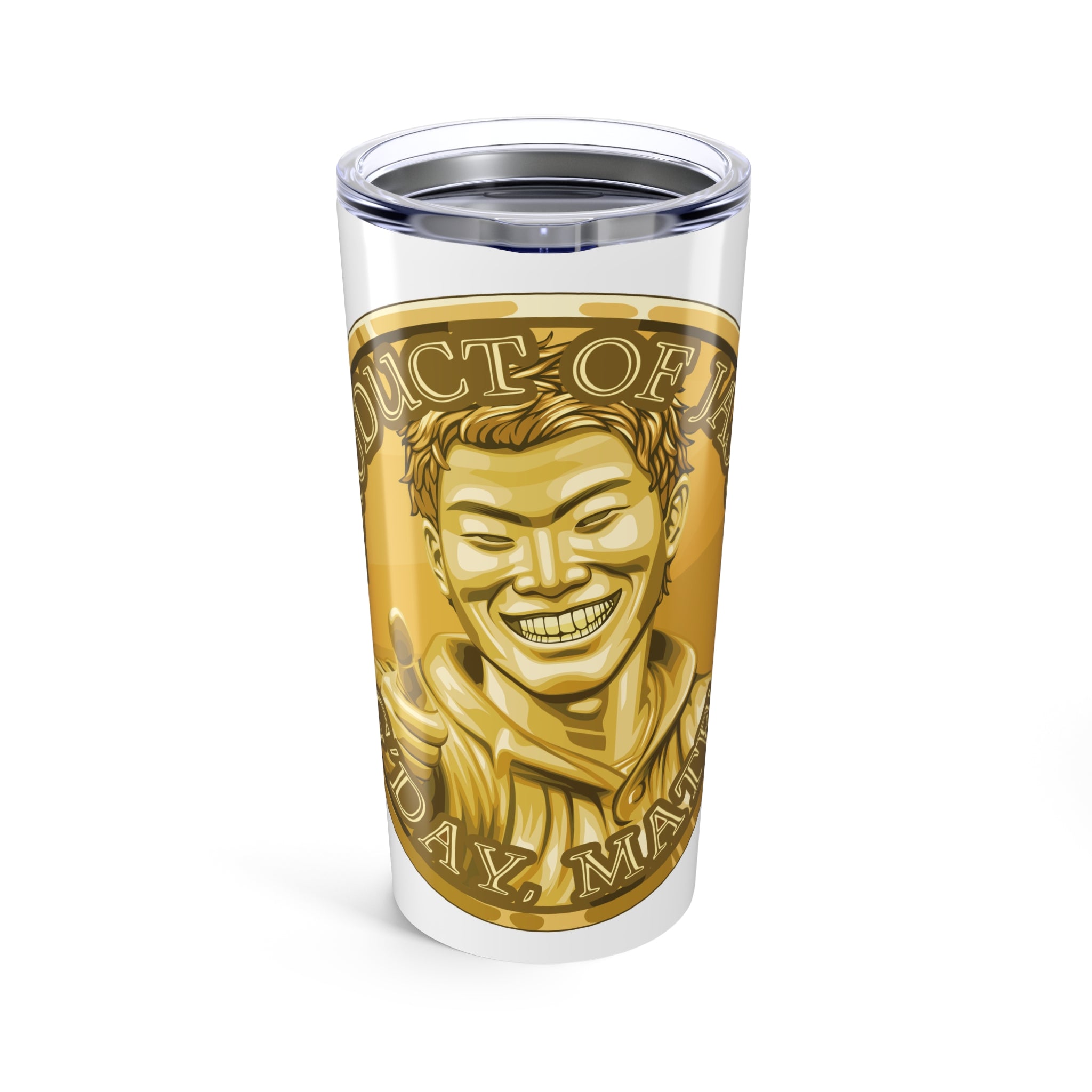Gold Spirit Coin Tumbler 20oz of He Who Fights With Monsters Jason Asano Gold Coin Tumbler G'day Mate Product of Jason Tumbler