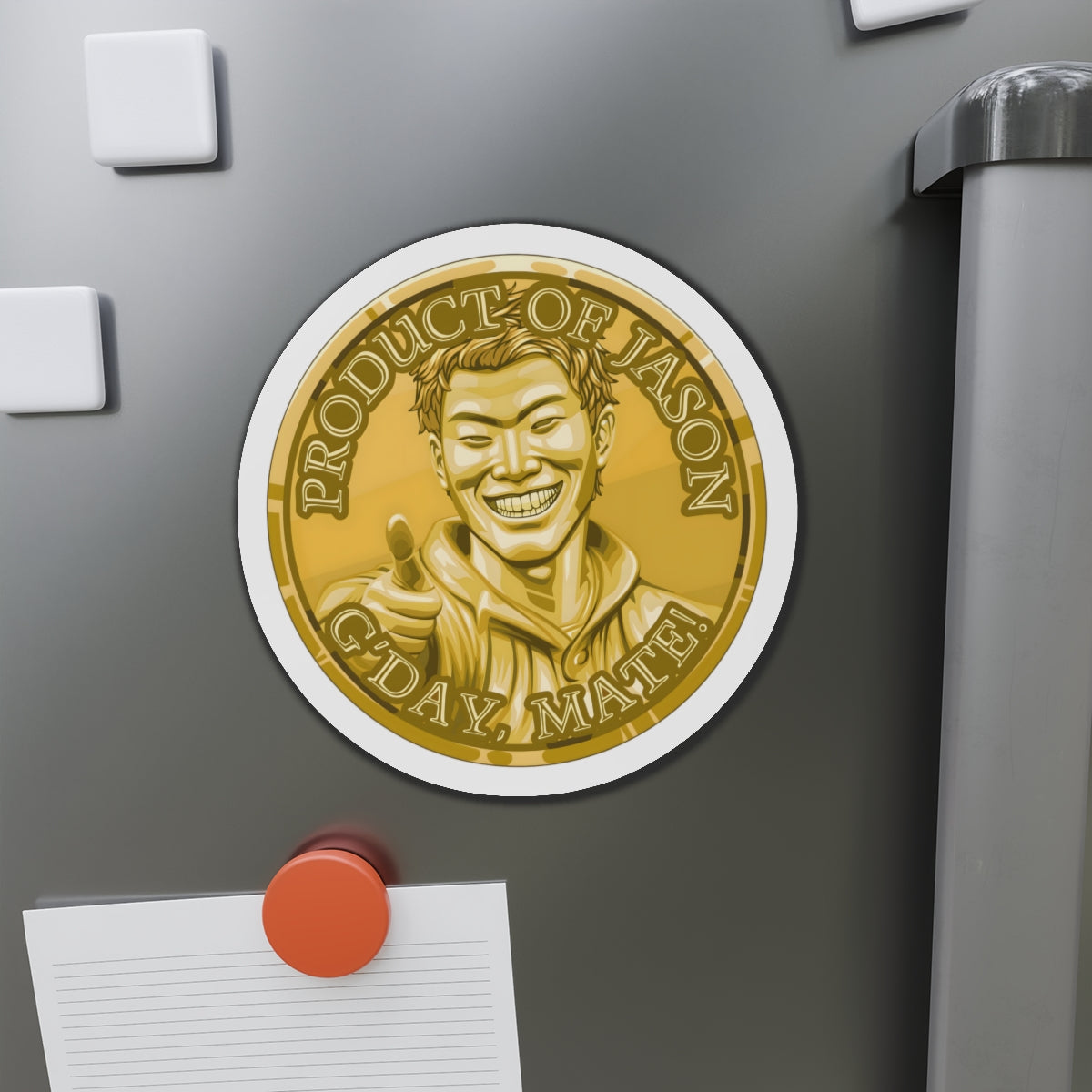 Gold Spirit Coin Magnet of He Who Fights With Monsters Jason Asano Gold Coin Magnet G'day Mate Product of Jason Magnet Gold Ranker Magnet