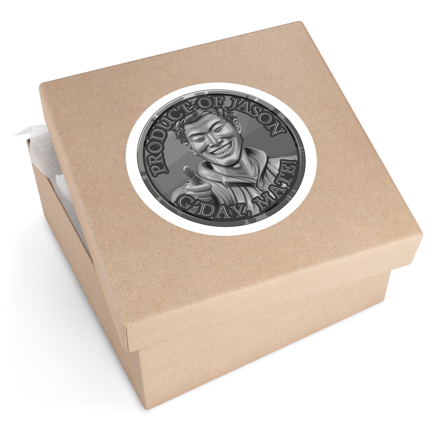 (Indoor/Outdoor) Product of Jason, G'day Mate Iron Rank Spirit Coin Sticker HWFWM Fan Merch Fan Designed Spirit Coin Stickere He Who Fights with Monsters