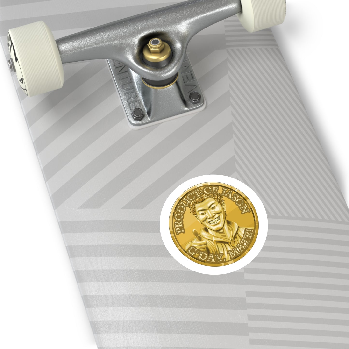 (Indoor/Outdoor) Product of Jason, G'day Mate Gold Rank Spirit Coin Sticker HWFWM Fan Merch Fan Designed Spirit Coin Stickere He Who Fights with Monsters