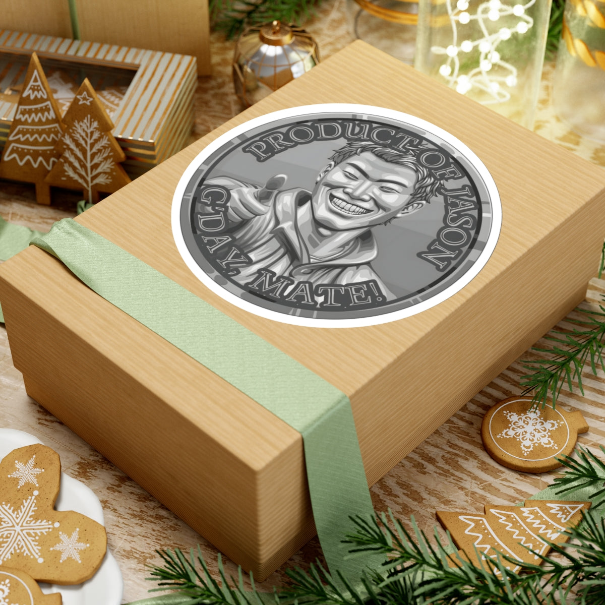 (Indoor) Silver Spirit Coin Sticker of He Who Fights With Monsters Jason Asano Silver Coin Sticker G'day Mate Product of Jason Sticker