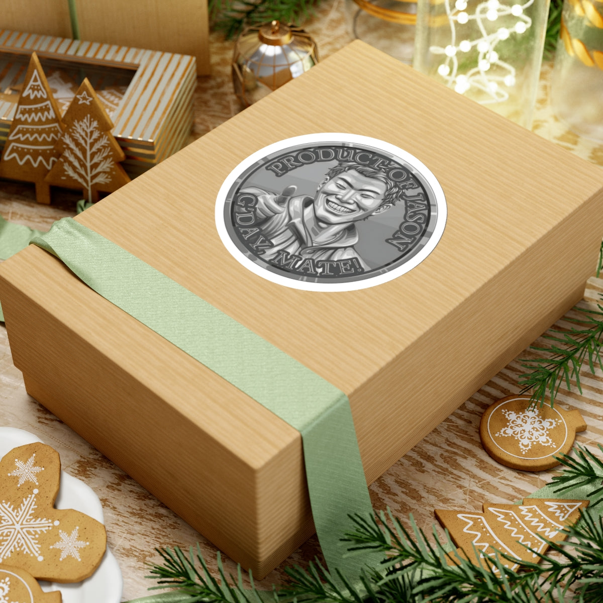 (Indoor) Silver Spirit Coin Sticker of He Who Fights With Monsters Jason Asano Silver Coin Sticker G'day Mate Product of Jason Sticker