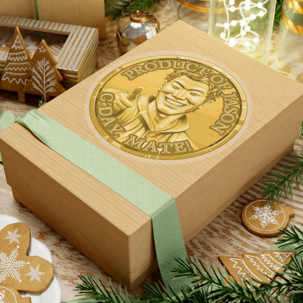 (Indoor) Gold Spirit Coin Sticker of He Who Fights With Monsters Jason Asano Gold Coin Sticker G'day Mate Product of Jason Sticker Gold Rank Sticker