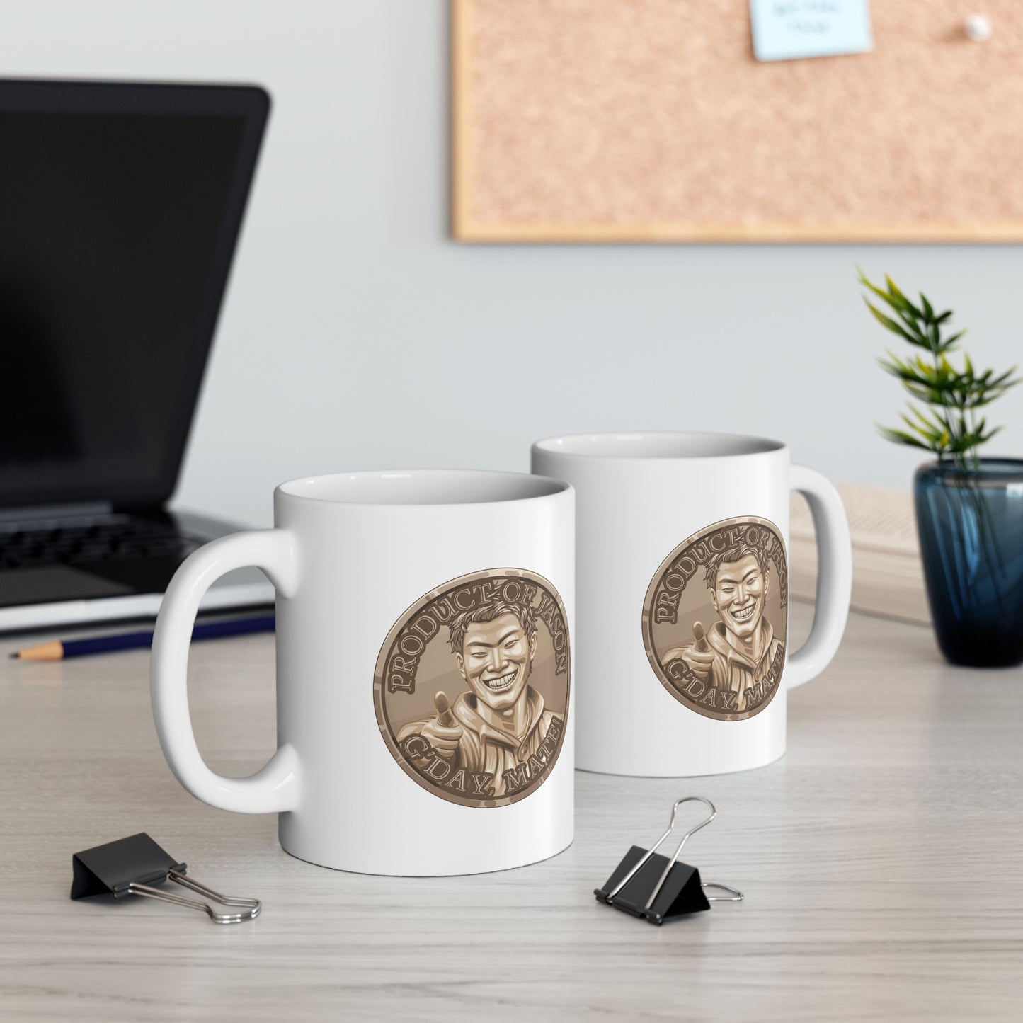 Bronze Spirit Coin Coffee Mug of He Who Fights With Monsters Jason Asano Bronze Coin Coffee Mug G'day Mate Product of Jason Coffee Mug