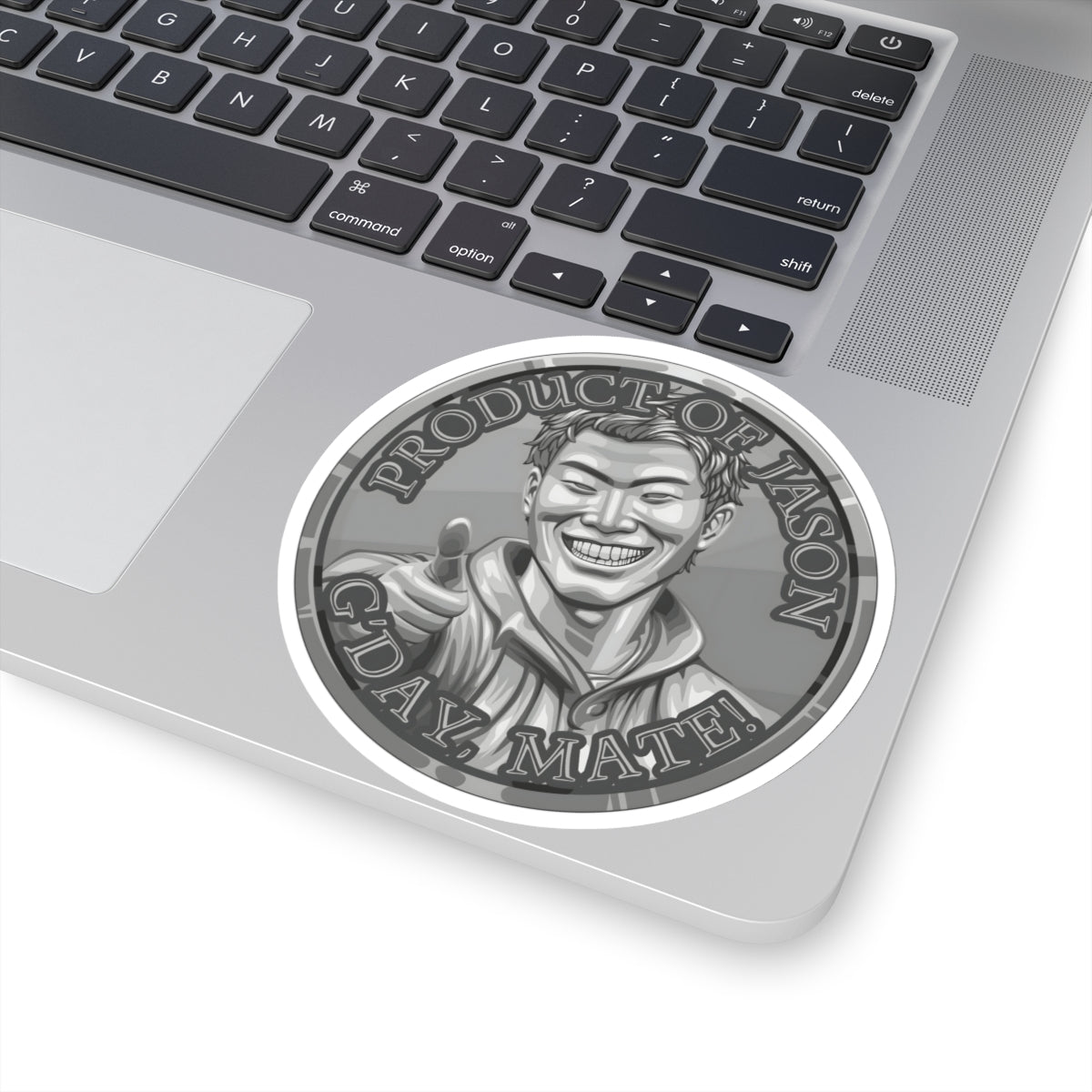 (Indoor) Silver Spirit Coin Sticker of He Who Fights With Monsters Jason Asano Silver Coin Sticker G'day Mate Product of Jason Sticker