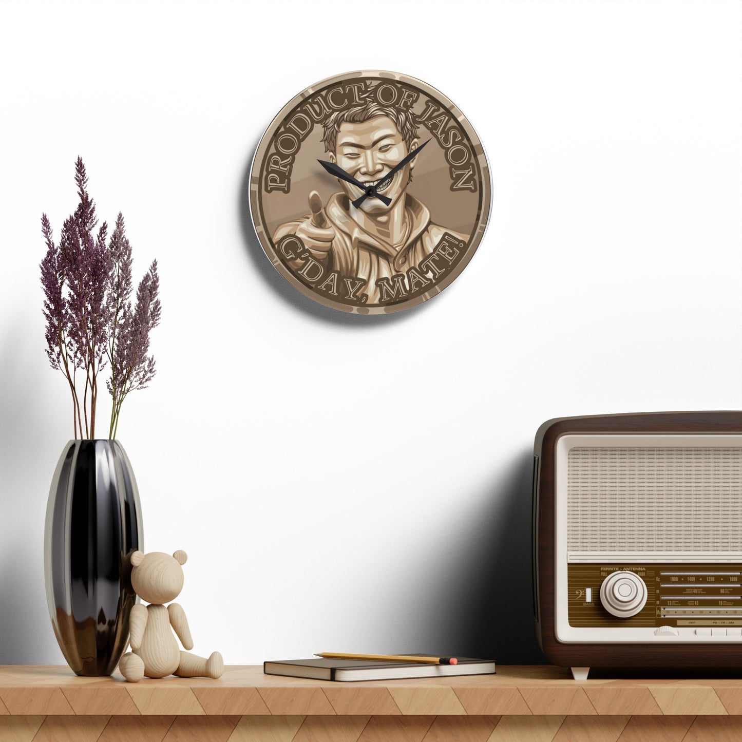 Bronze Spirit Coin Product of Jason Asano G'Day Mate Acrylic Wall Clock