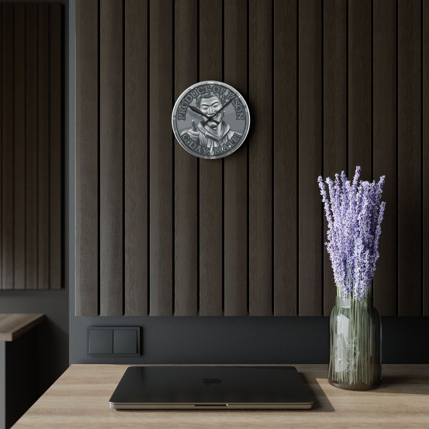 Silver Spirit Coin Product of Jason Asano G'Day Mate Acrylic Wall Clock
