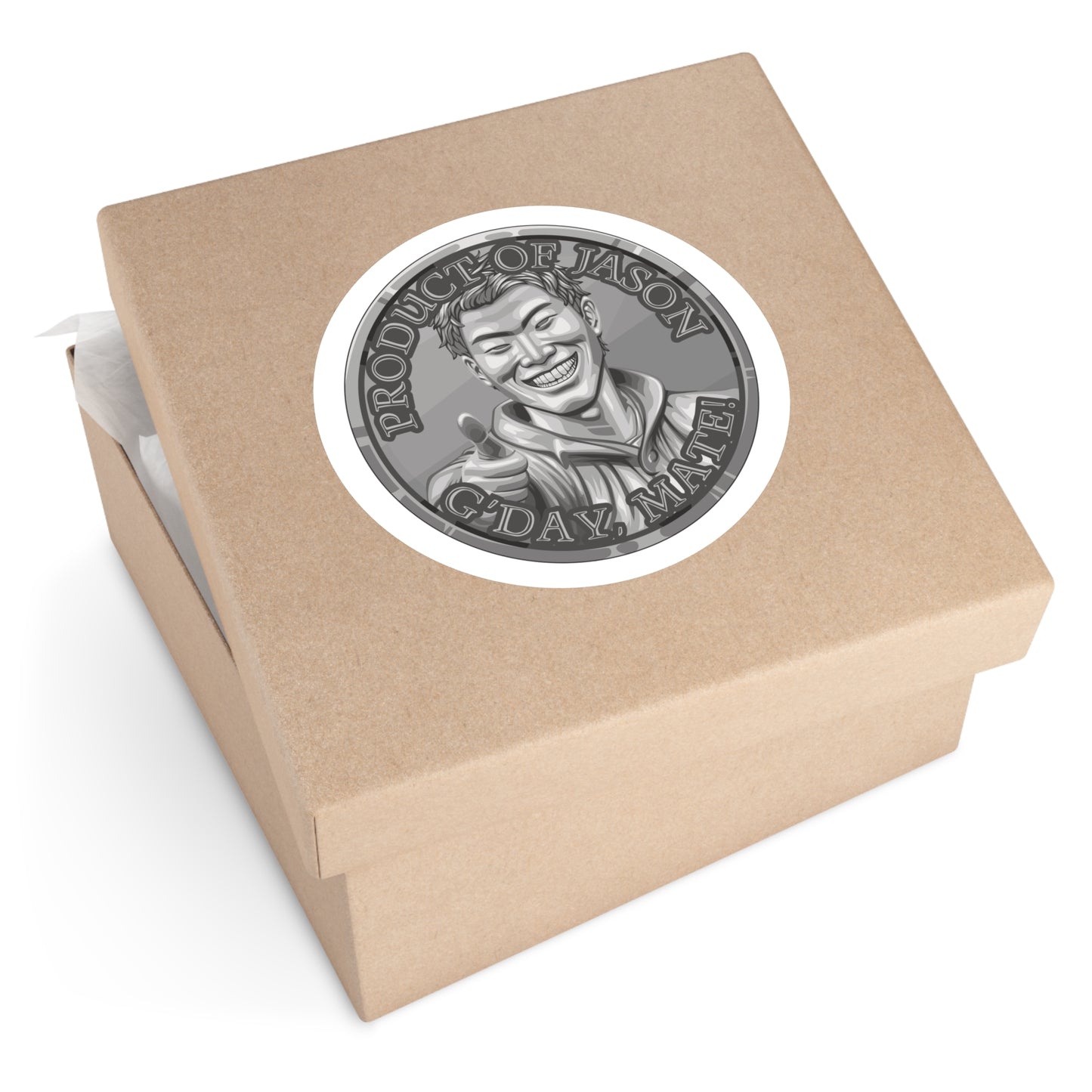 (Indoor/Outdoor) Product of Jason, G'day Mate Silver Rank Spirit Coin Sticker HWFWM Fan Merch Fan Designed Spirit Coin Stickere He Who Fights with Monsters