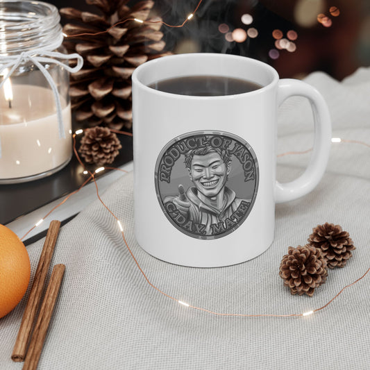 Silver Spirit Coin Coffee Mug of He Who Fights With Monsters Jason Asano Silver Coin Coffee Mug G'day Mate Product of Jason Coffee Mug