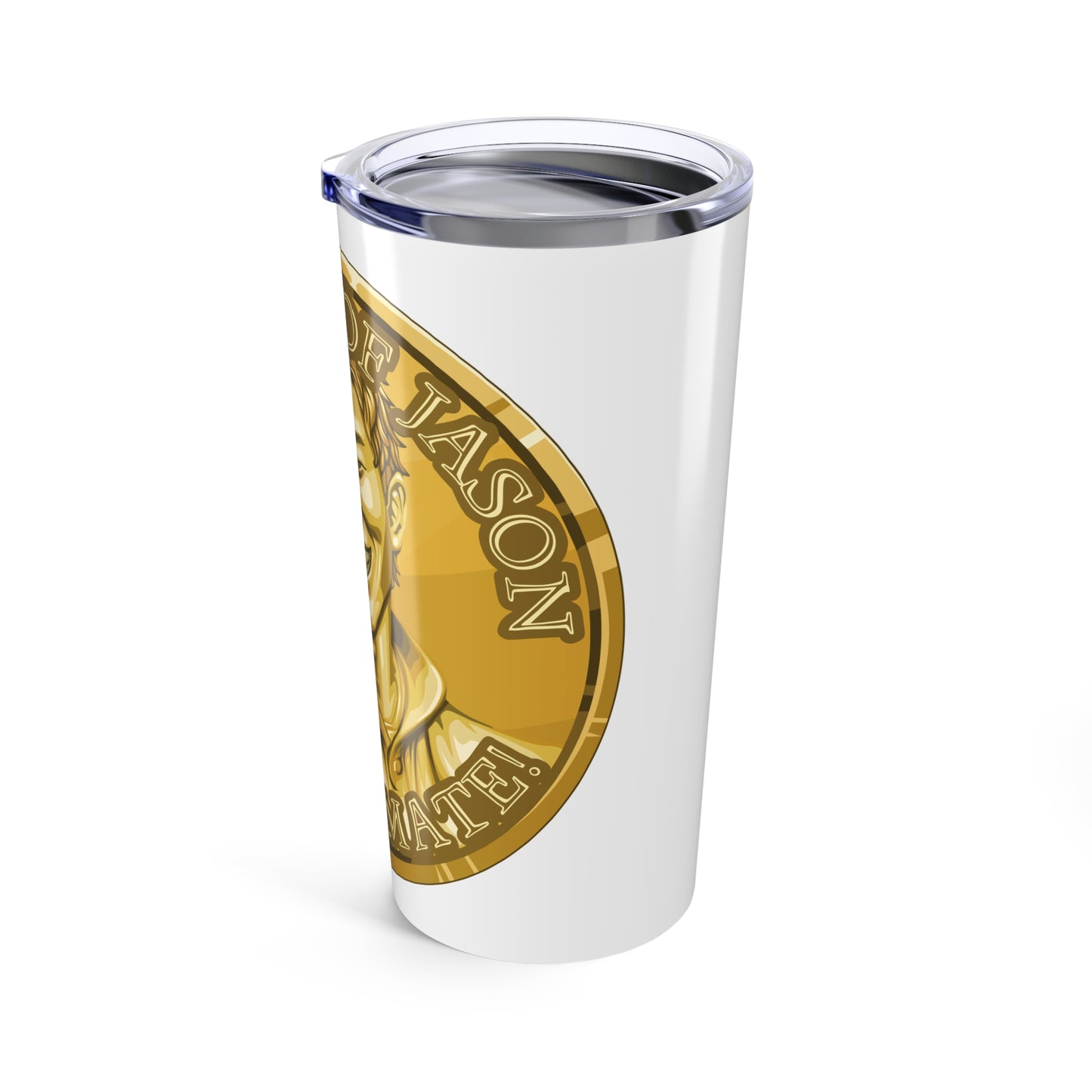 Gold Spirit Coin Tumbler 20oz of He Who Fights With Monsters Jason Asano Gold Coin Tumbler G'day Mate Product of Jason Tumbler