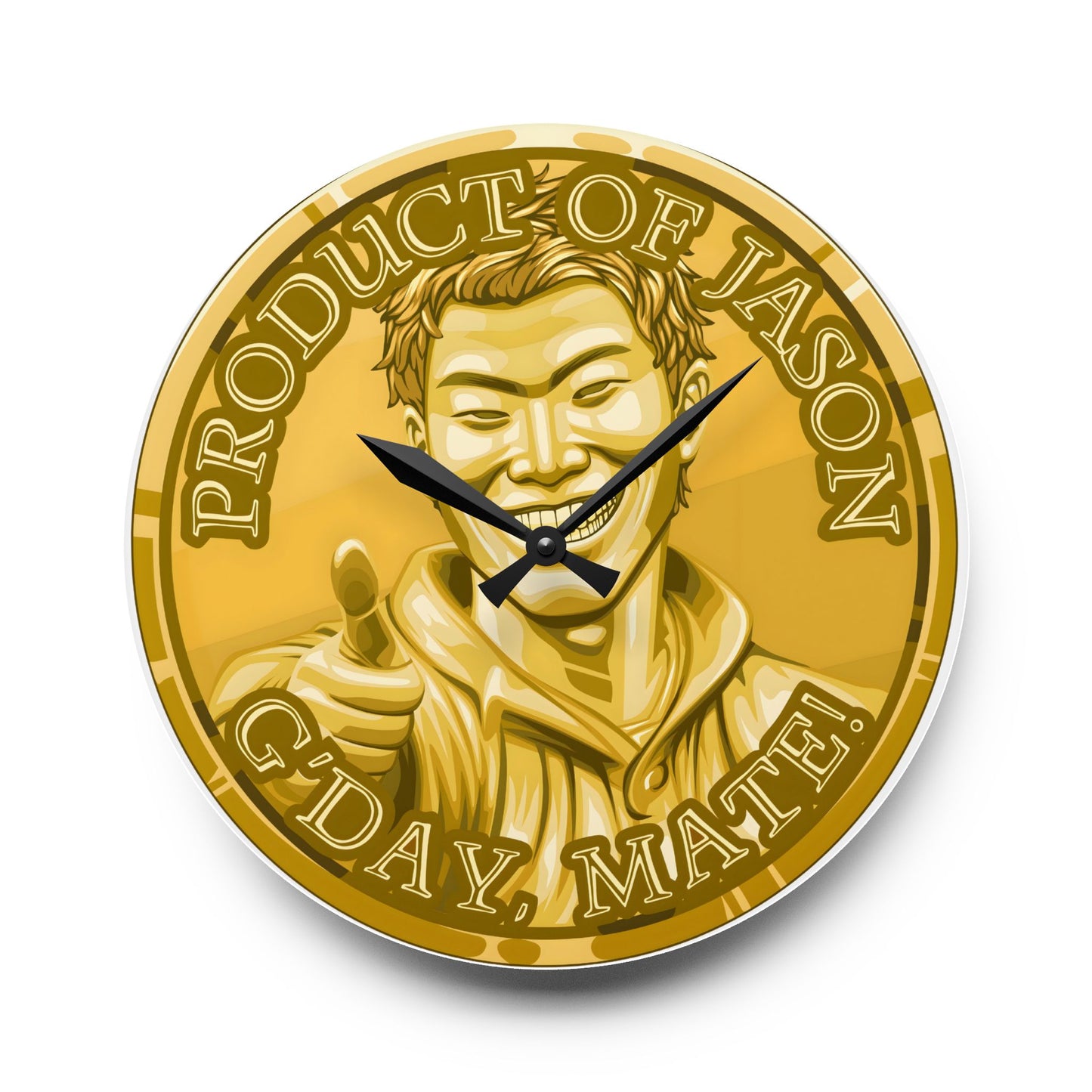Gold Spirit Coin Product of Jason Asano G'Day Mate Acrylic Wall Clock