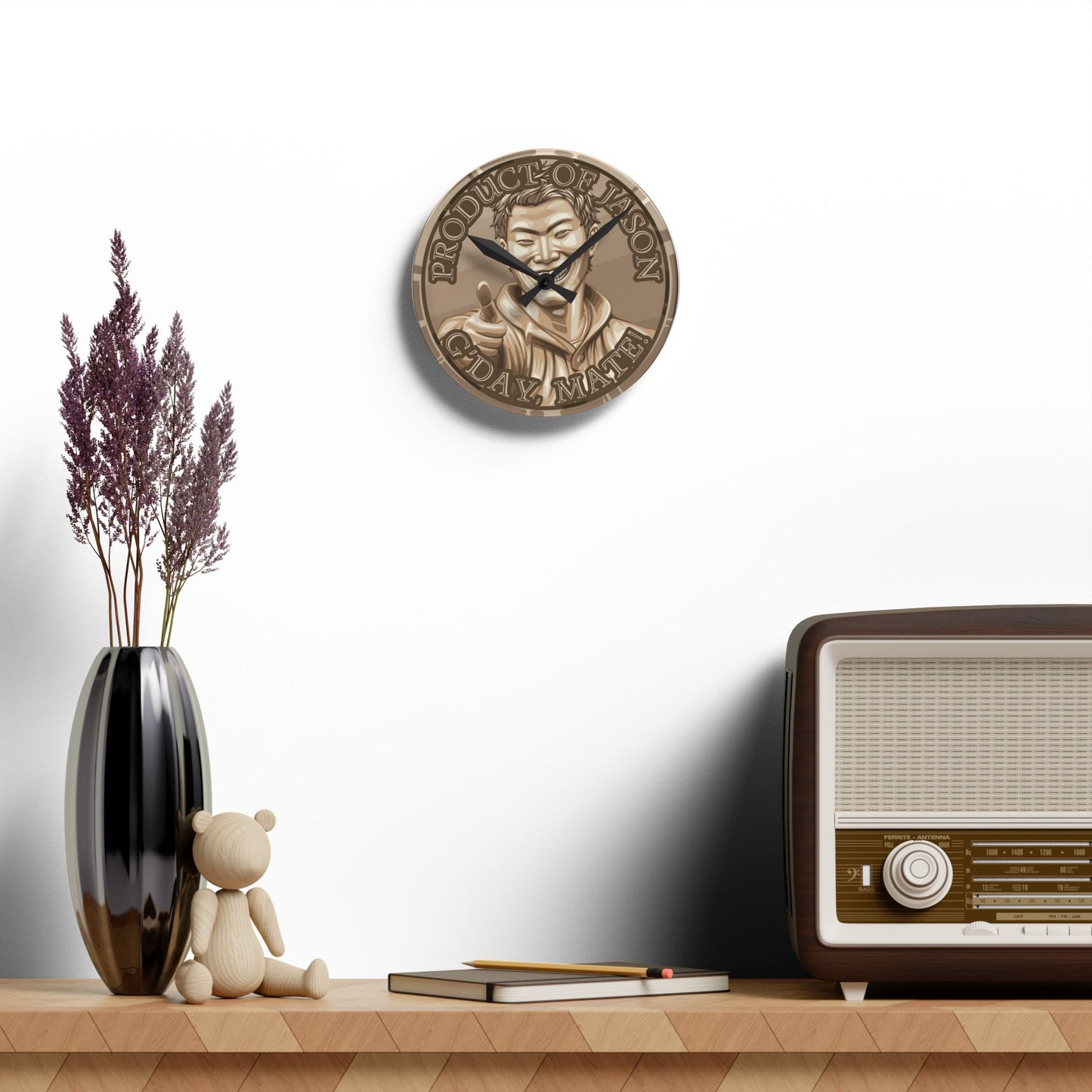 Bronze Spirit Coin Product of Jason Asano G'Day Mate Acrylic Wall Clock