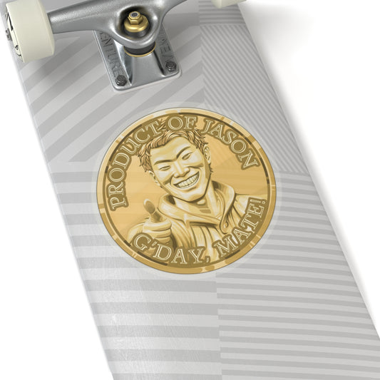 (Indoor) Gold Spirit Coin Sticker of He Who Fights With Monsters Jason Asano Gold Coin Sticker G'day Mate Product of Jason Sticker Gold Rank Sticker