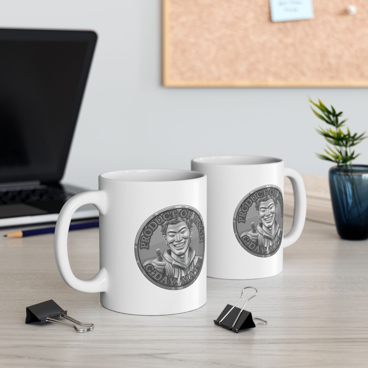 Silver Spirit Coin Coffee Mug of He Who Fights With Monsters Jason Asano Silver Coin Coffee Mug G'day Mate Product of Jason Coffee Mug