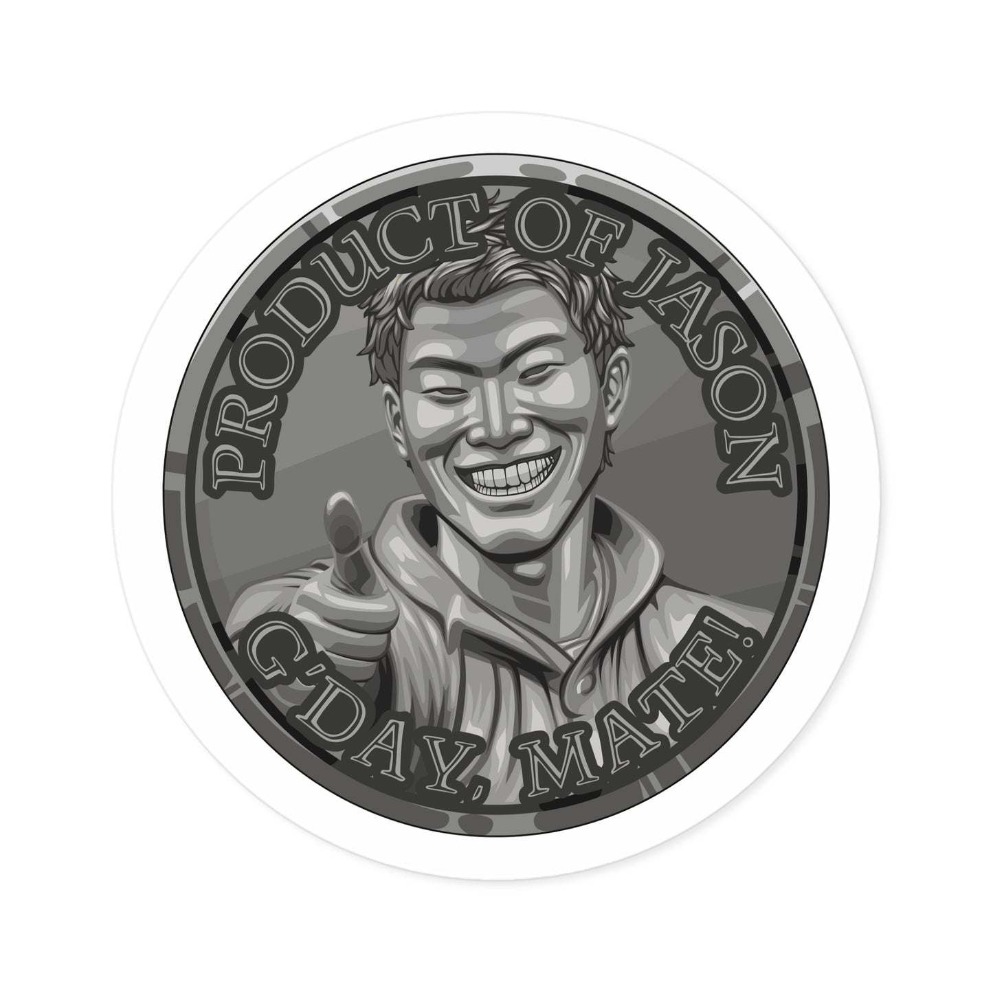 (Indoor/Outdoor) Product of Jason, G'day Mate Iron Rank Spirit Coin Sticker HWFWM Fan Merch Fan Designed Spirit Coin Stickere He Who Fights with Monsters