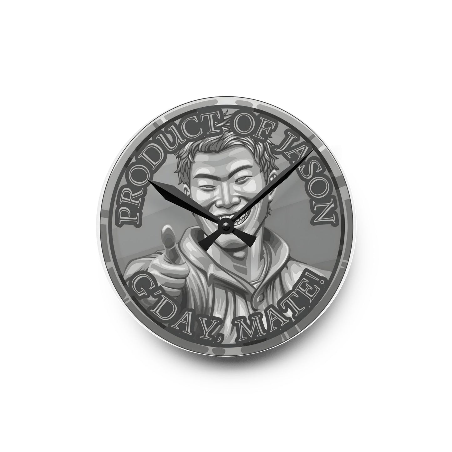 Silver Spirit Coin Product of Jason Asano G'Day Mate Acrylic Wall Clock