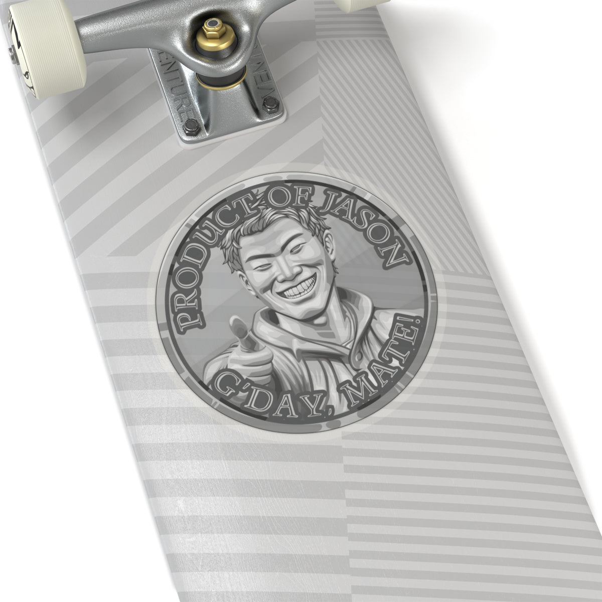 (Indoor) Silver Spirit Coin Sticker of He Who Fights With Monsters Jason Asano Silver Coin Sticker G'day Mate Product of Jason Sticker