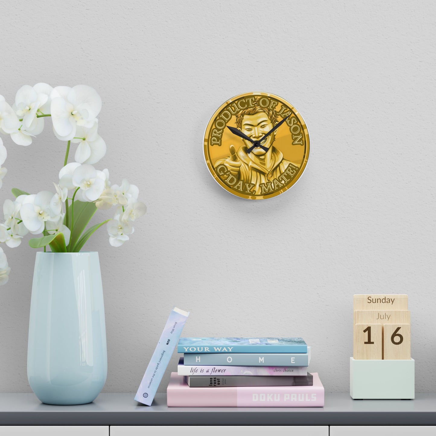 Gold Spirit Coin Product of Jason Asano G'Day Mate Acrylic Wall Clock