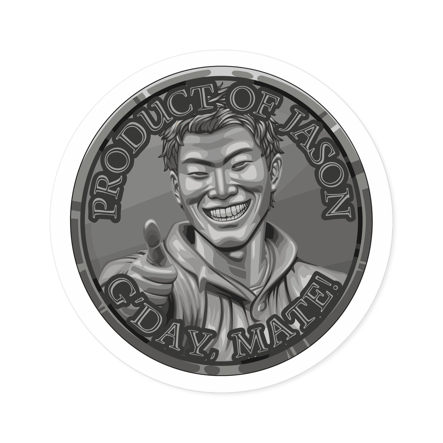 (Indoor/Outdoor) Product of Jason, G'day Mate Iron Rank Spirit Coin Sticker HWFWM Fan Merch Fan Designed Spirit Coin Stickere He Who Fights with Monsters