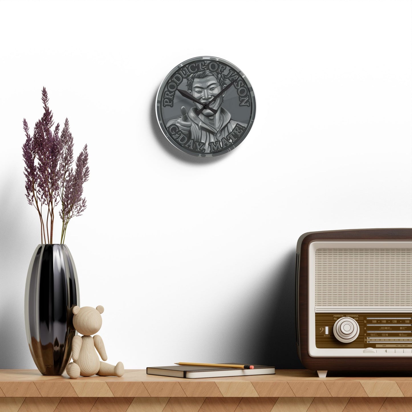 Iron Spirit Coin Product of Jason Asano G'Day Mate Acrylic Wall Clock