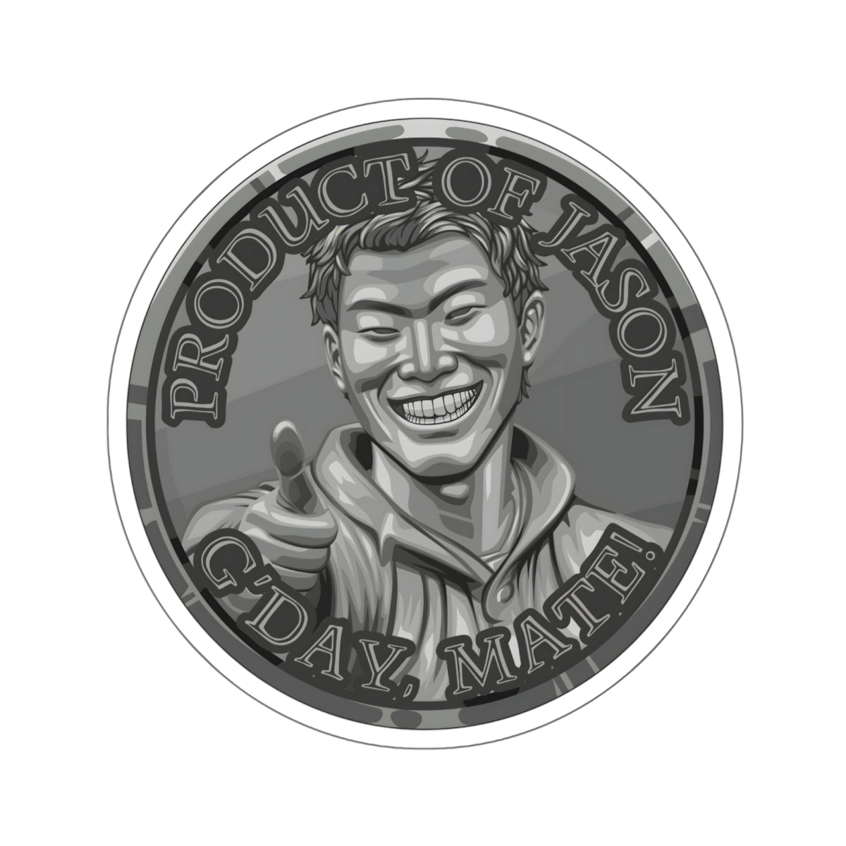 (Indoor) Iron Spirit Coin Sticker of He Who Fights With Monsters Jason Asano Iron Coin Sticker G'day Mate Product of Jason Sticker Iron Rank Sticker