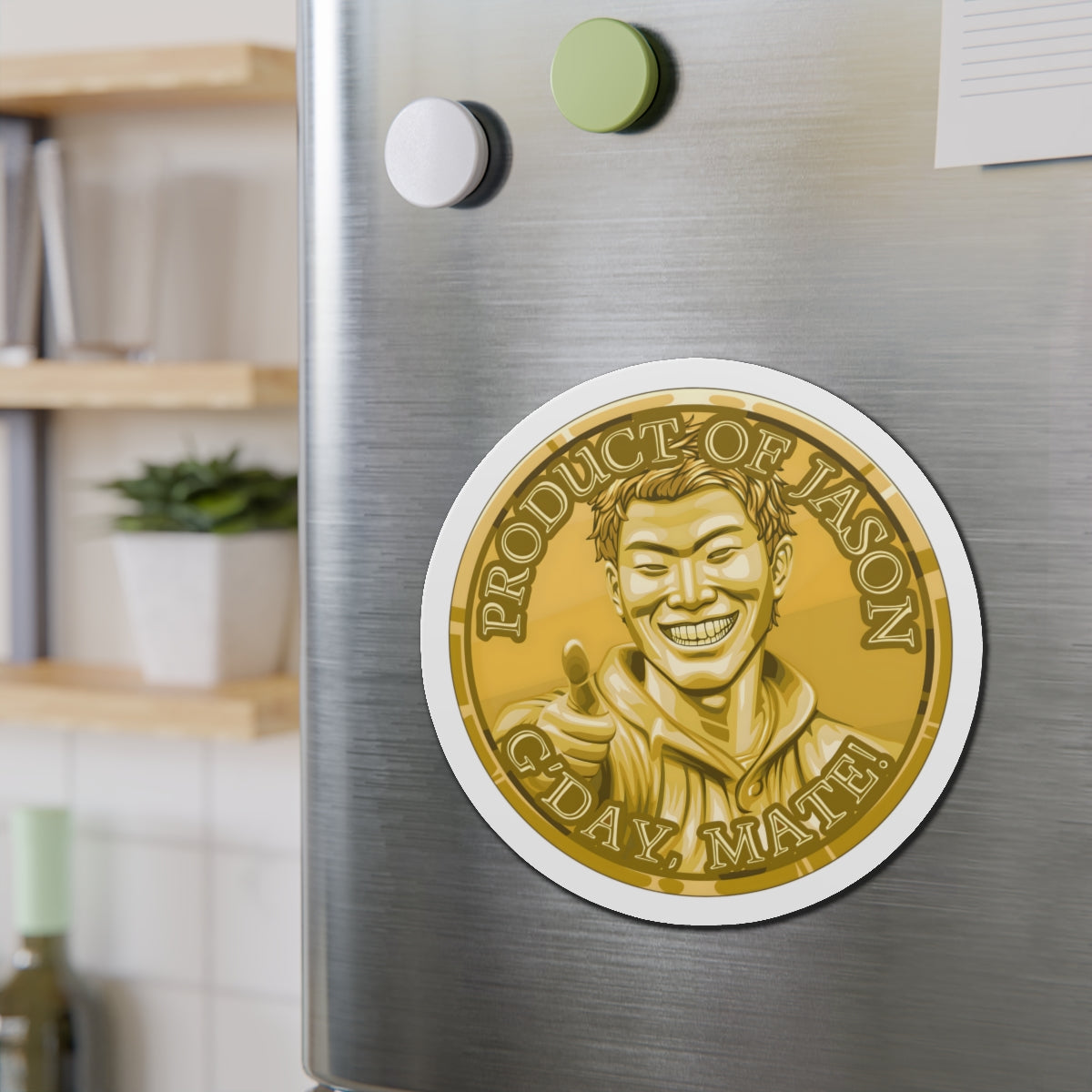 Gold Spirit Coin Magnet of He Who Fights With Monsters Jason Asano Gold Coin Magnet G'day Mate Product of Jason Magnet Gold Ranker Magnet