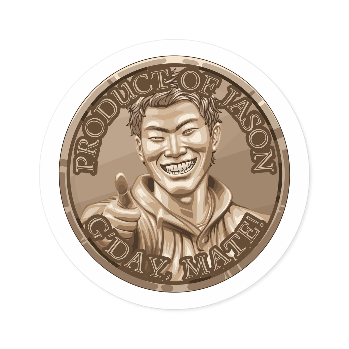 (Indoor/Outdoor) Product of Jason, G'day Mate Bronze Rank Spirit Coin Sticker HWFWM Fan Merch Fan Designed Spirit Coin Stickere He Who Fights with Monsters