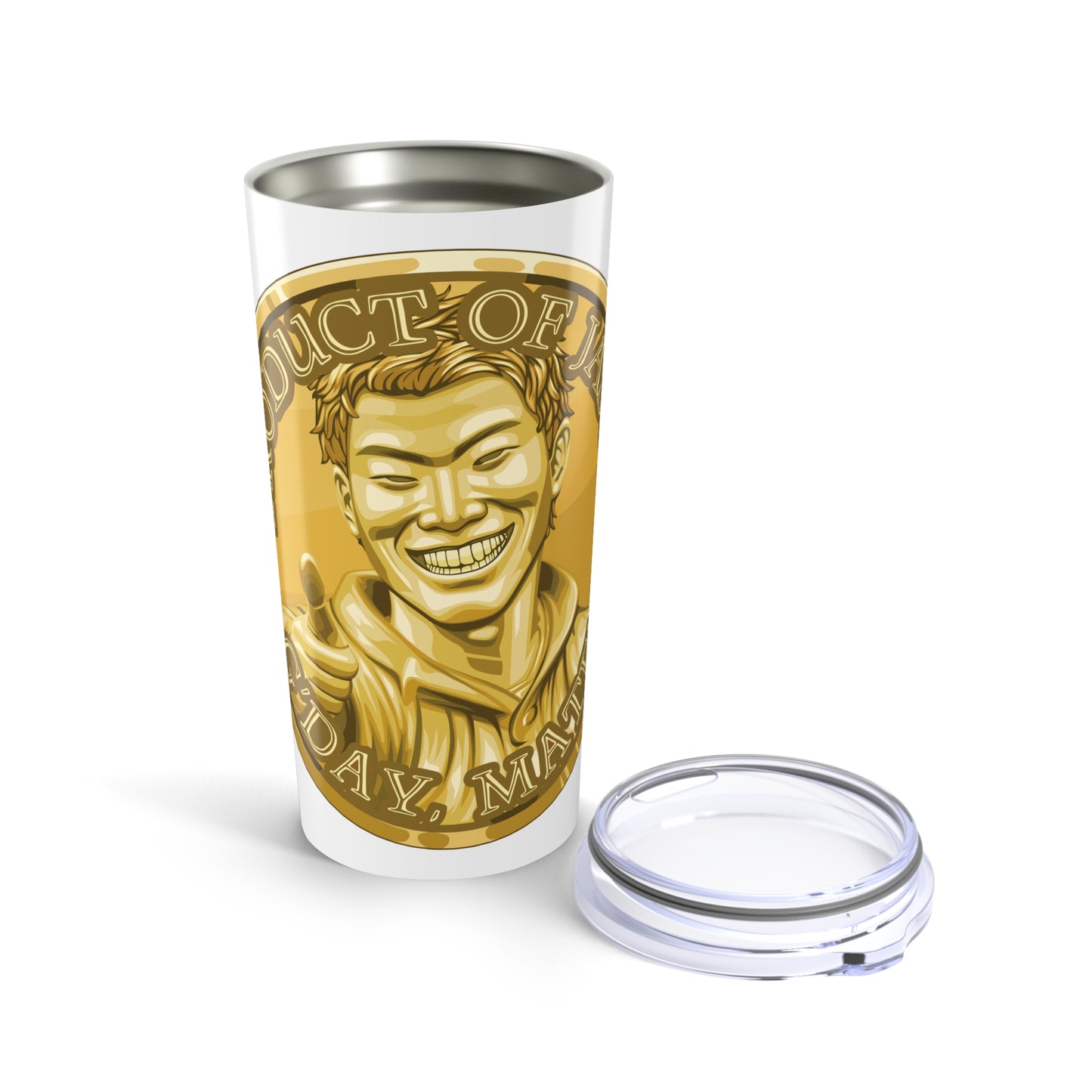 Gold Spirit Coin Tumbler 20oz of He Who Fights With Monsters Jason Asano Gold Coin Tumbler G'day Mate Product of Jason Tumbler