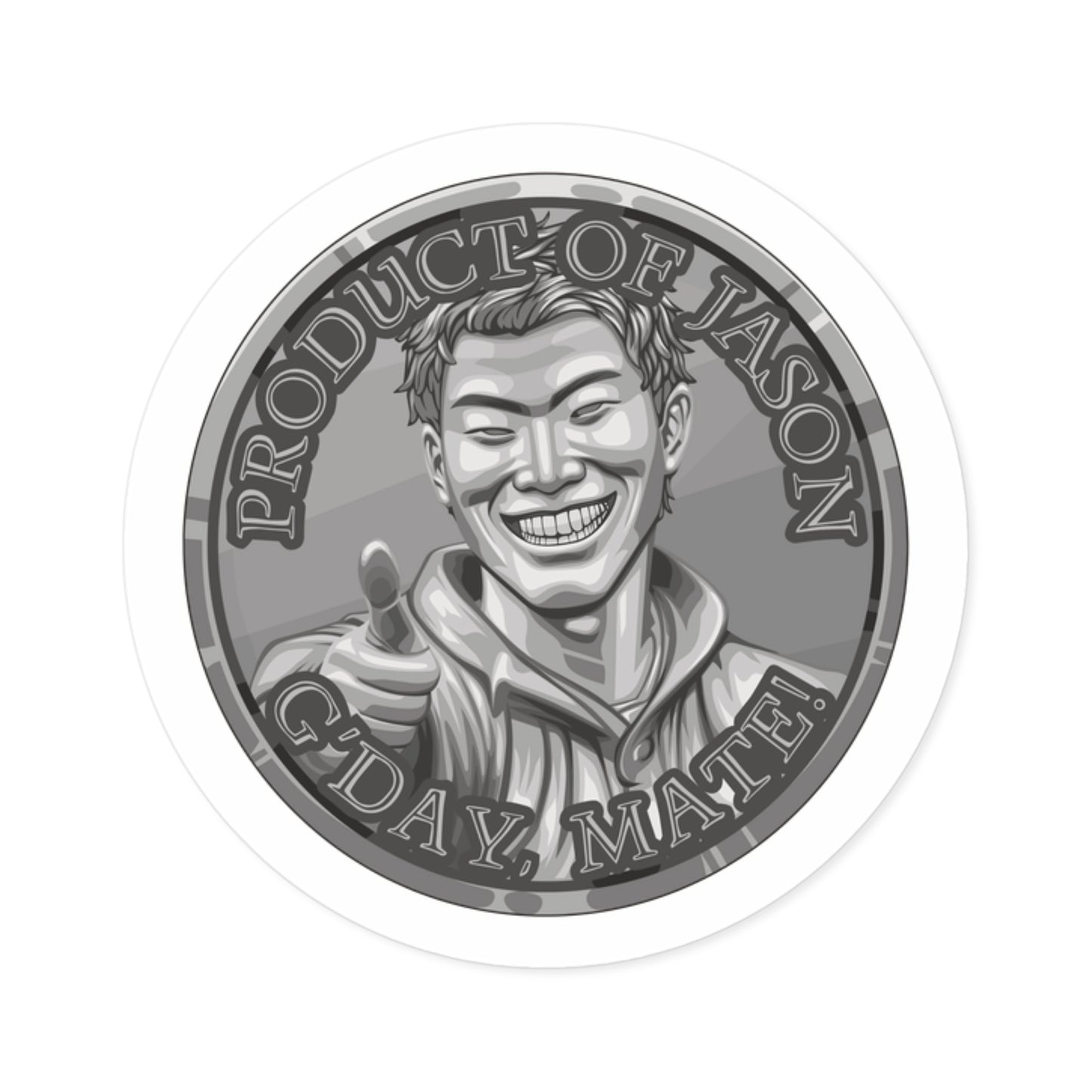 (Indoor/Outdoor) Product of Jason, G'day Mate Silver Rank Spirit Coin Sticker HWFWM Fan Merch Fan Designed Spirit Coin Stickere He Who Fights with Monsters