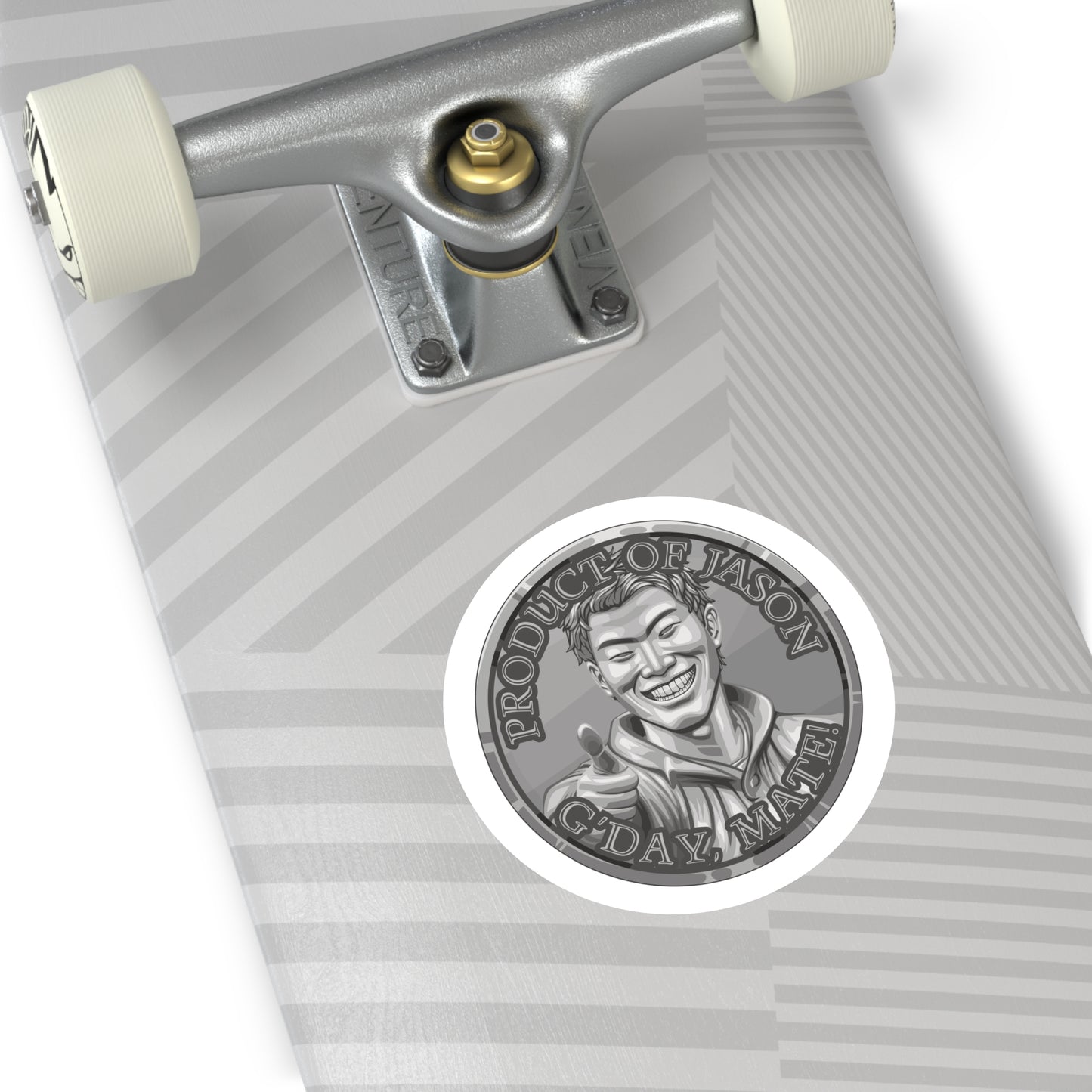 (Indoor/Outdoor) Product of Jason, G'day Mate Silver Rank Spirit Coin Sticker HWFWM Fan Merch Fan Designed Spirit Coin Stickere He Who Fights with Monsters
