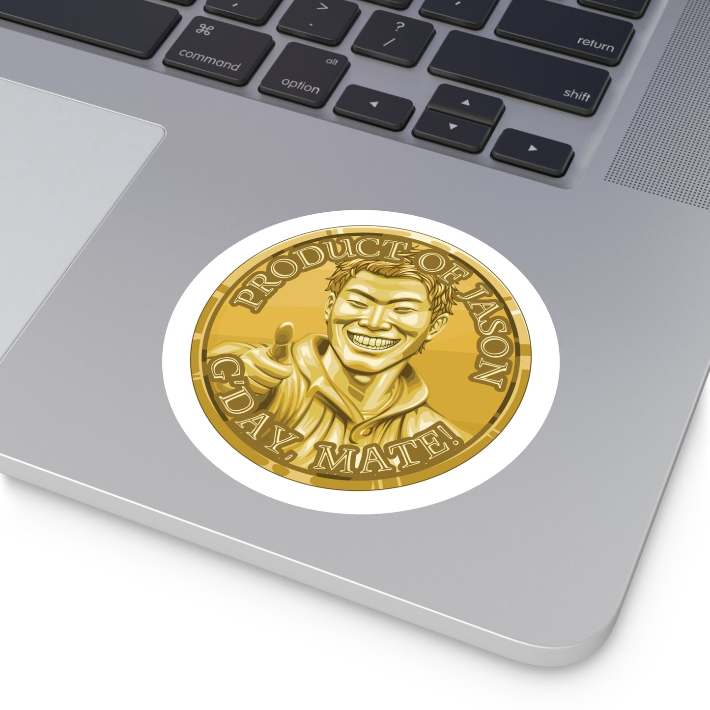 (Indoor/Outdoor) Product of Jason, G'day Mate Gold Rank Spirit Coin Sticker HWFWM Fan Merch Fan Designed Spirit Coin Stickere He Who Fights with Monsters