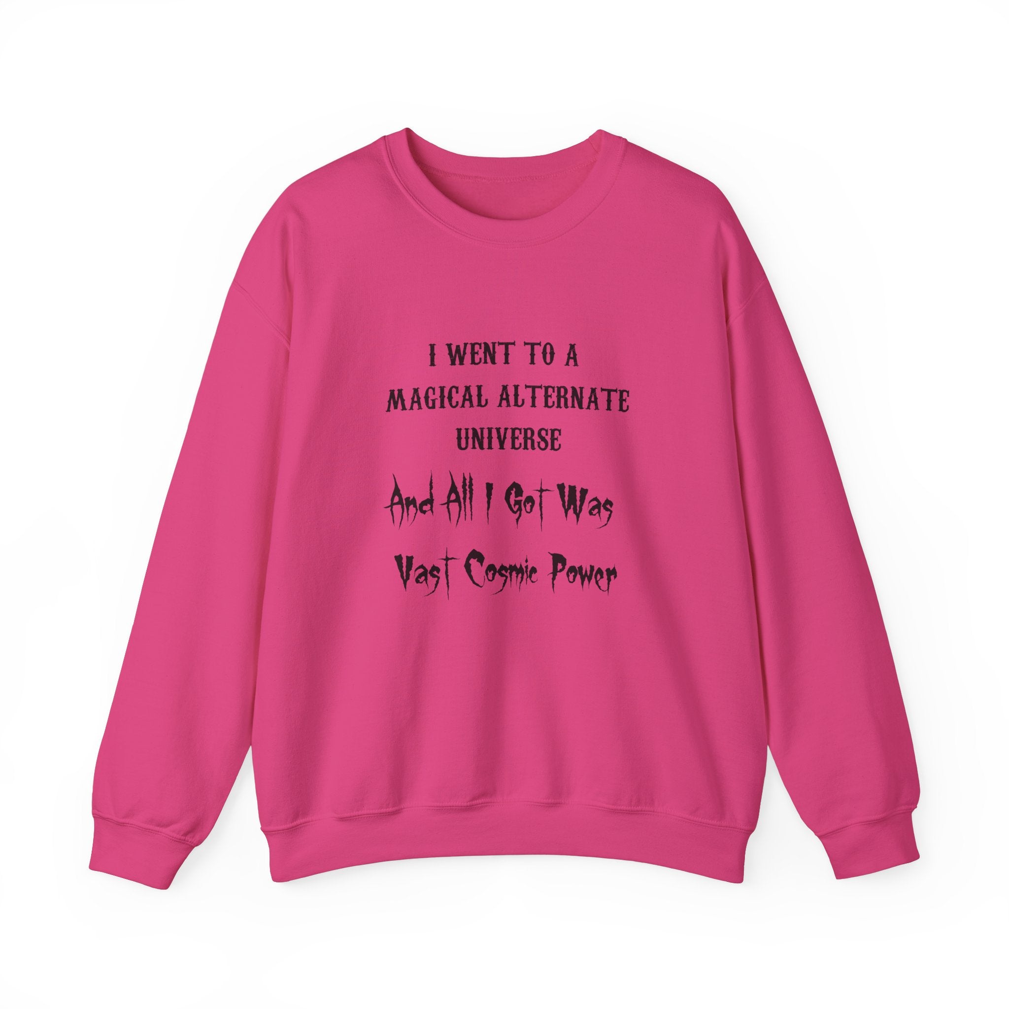 Heliconia HWFWM Magical Alternate Universe Crewneck Sweatshirt - Vast Cosmic Power Design