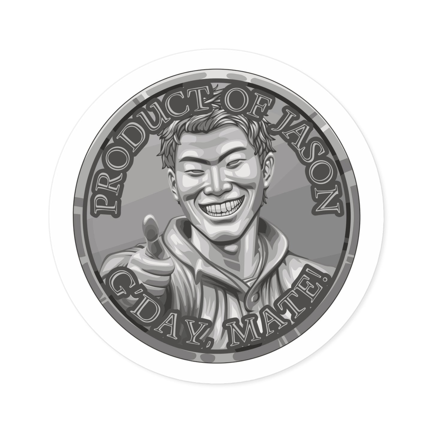 (Indoor/Outdoor) Product of Jason, G'day Mate Silver Rank Spirit Coin Sticker HWFWM Fan Merch Fan Designed Spirit Coin Stickere He Who Fights with Monsters