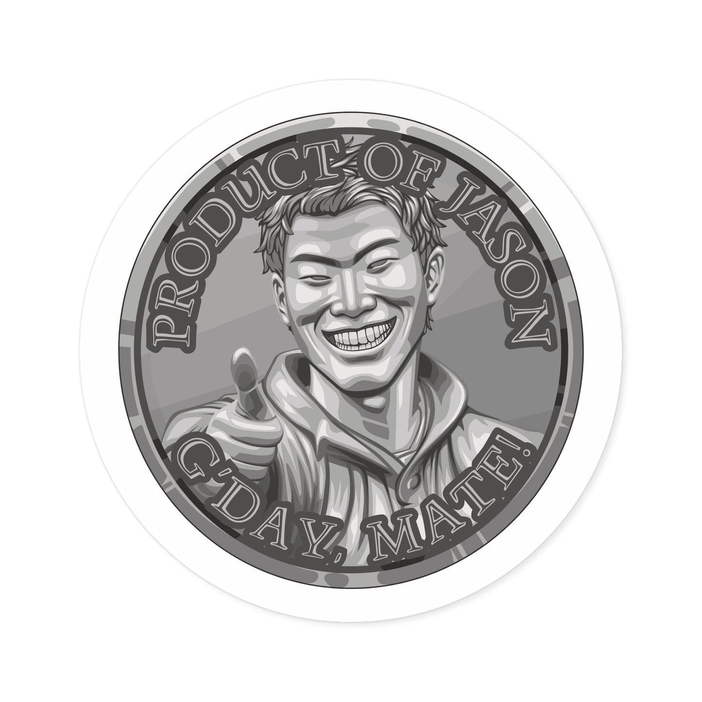 (Indoor/Outdoor) Product of Jason, G'day Mate Silver Rank Spirit Coin Sticker HWFWM Fan Merch Fan Designed Spirit Coin Stickere He Who Fights with Monsters