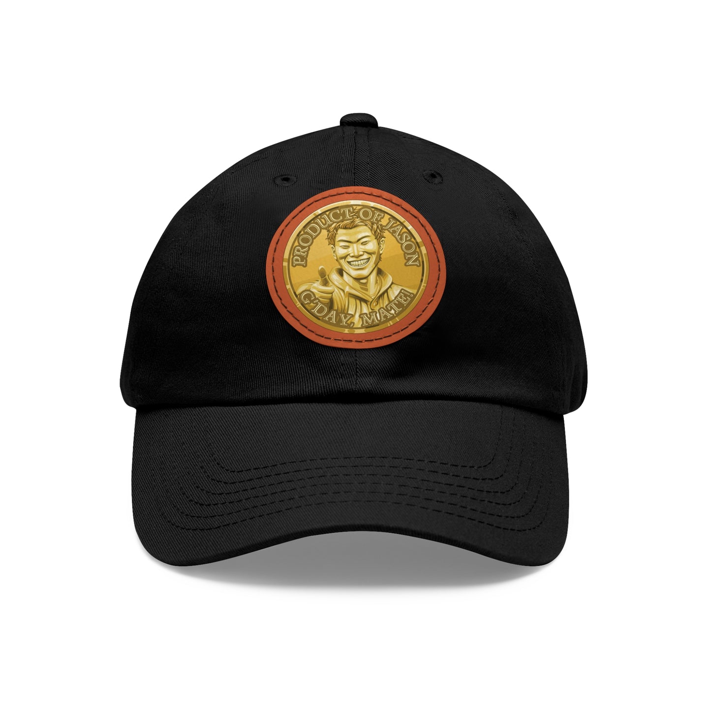 Gold Spirit Coin Leather Patch Hat of He Who Fights With Monsters Jason Asano Gold Coin Hat G'day Mate Product of Jason Ha ts