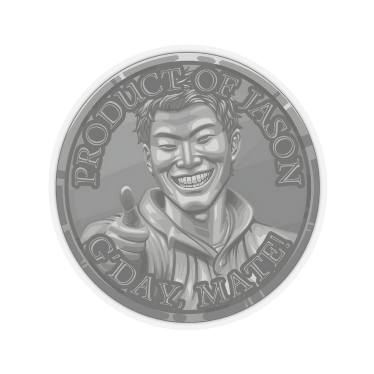 (Indoor) Iron Spirit Coin Sticker of He Who Fights With Monsters Jason Asano Iron Coin Sticker G'day Mate Product of Jason Sticker Iron Rank Sticker