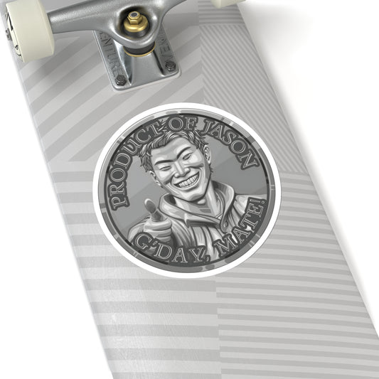 (Indoor) Silver Spirit Coin Sticker of He Who Fights With Monsters Jason Asano Silver Coin Sticker G'day Mate Product of Jason Sticker