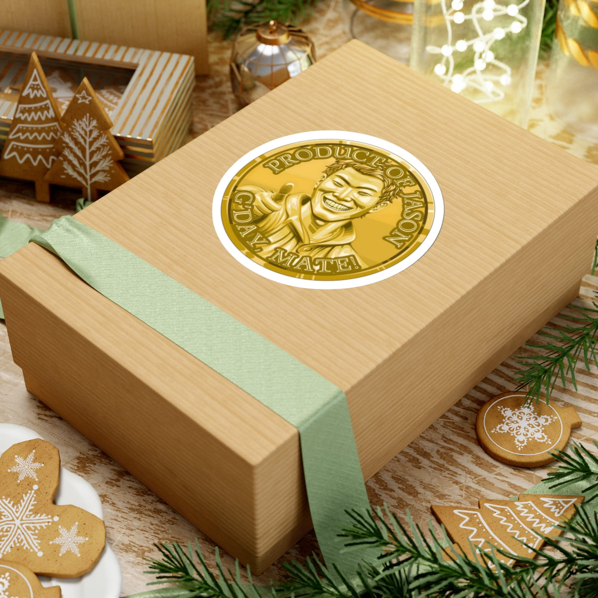 (Indoor) Gold Spirit Coin Sticker of He Who Fights With Monsters Jason Asano Gold Coin Sticker G'day Mate Product of Jason Sticker Gold Rank Sticker