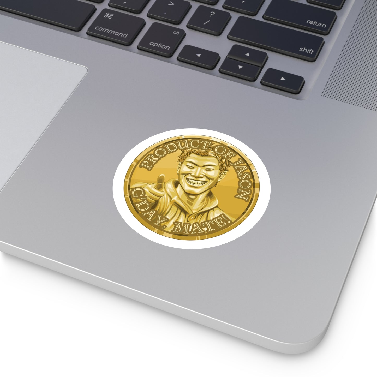 (Indoor/Outdoor) Product of Jason, G'day Mate Gold Rank Spirit Coin Sticker HWFWM Fan Merch Fan Designed Spirit Coin Stickere He Who Fights with Monsters