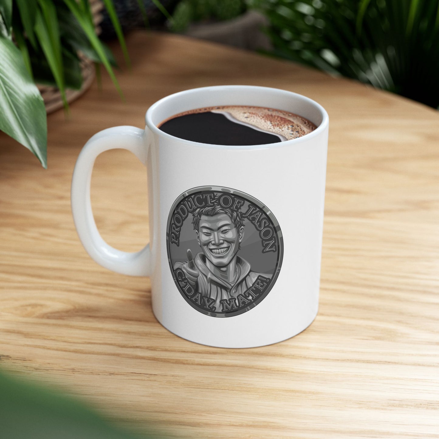 Iron Spirit Coin Coffee Mug of He Who Fights With Monsters Jason Asano Iron Coin Coffee Mug G'day Mate Product of Jason Coffee Mug